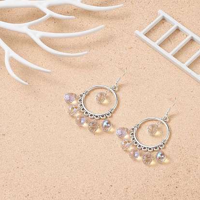 Glass Teardrop Chandelier Earrings, Platinum Plated Brass Jewelry for Women