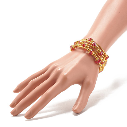Bracelet enroulé de perles de verre bling, bracelet enveloppant en couches pour femmes, or