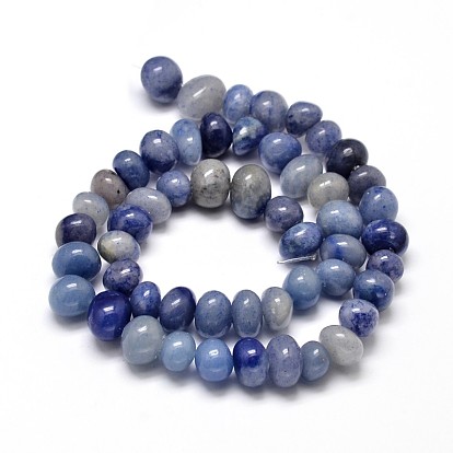 Природные голубые авантюрин драгоценный камень самородки шарик нити, упавший камень, 6~10x9~12x8~10 мм, отверстие : 1 мм, около 15.3 дюйм ~ 15.7 дюйм