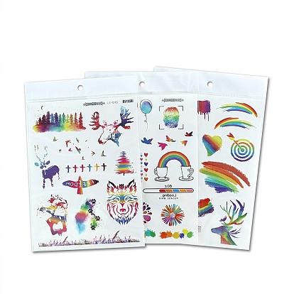 Rainbow Style Removable Temporary Water Proof Tattoos Paper Stickers
