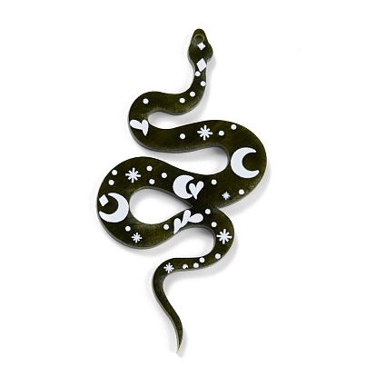 Western Style Acrylic Big Pendants, Snake with Moon