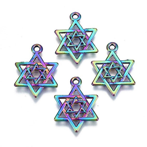 Plated Alloy Pendants, Cadmium Free & Lead Free, Star of David in Star of David