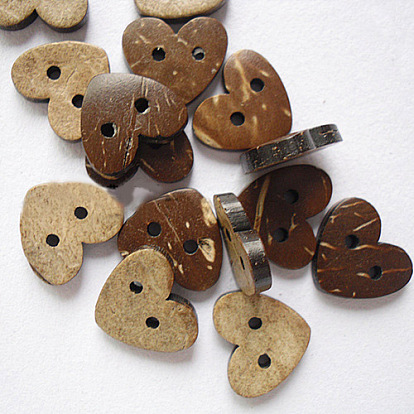 Sweetheart Buttons with 2-Hole, Coconut Button, 15mm