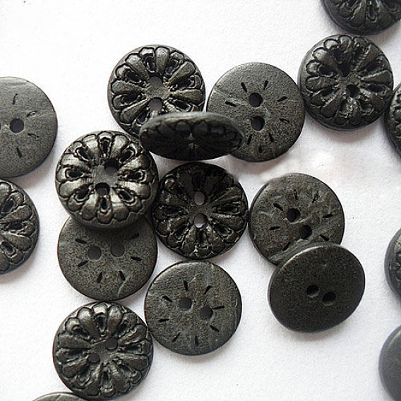 Резные 2-луночное основные кнопки швейные, Кокосовое кнопки, 13 мм
