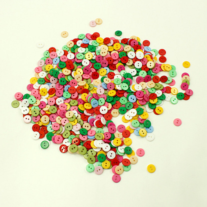 Candy Colorful Two-hole Buttons, Resin Button, Flat Round