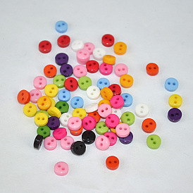 Многоцветный DIY ручной кнопки для одежды куклы, плоско-круглые, Пуговицы из cмолы