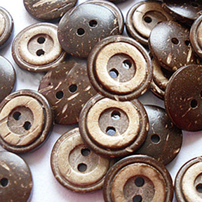 Bouton de couture de base sculpté 2 trous, bouton de noix de coco, 13mm, 100 pcs /sachet 