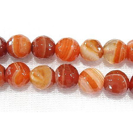 Brins de perles d'agate rouge de Mandchourie naturelle, facette, ronde