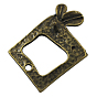 Alloy Pendants, Lead Free and Cadmium Free, Square, 24x17x1.5mm, hole: 2mm