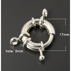 Conjuntos de cierres de anillo de resorte de latón, con bucles, 17 mm, agujero: 3 mm