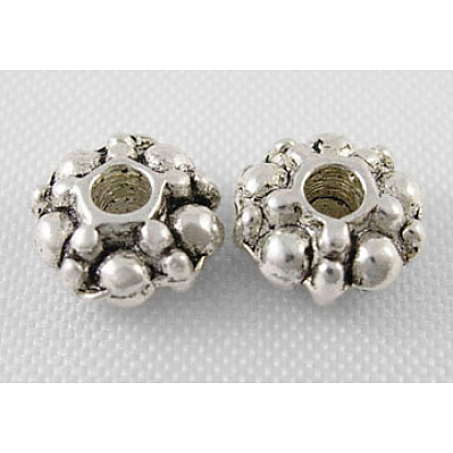  Perles de séparateur de style tibétain , sans plomb et sans cadmium, environ 6 mm de diamètre, épaisseur de 3mm, Trou: 1.5mm