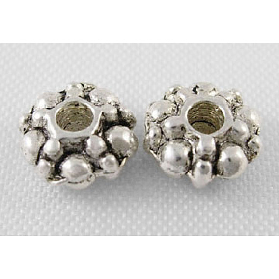 Tibetan Style Spacer Beads, Lead Free and Cadmium Free, about 6mm in diameter, 3mm thick, hole: 1.5mm