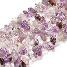 Brins de perles de quartz lodolite violet naturel, nuggets