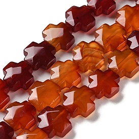 Natural Agate Beads Strands, Faceted, Cross, Dyed