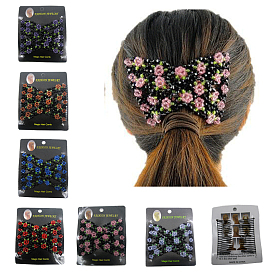 Iron Hair Bun Makers, Stretch Double Hair Combs, with Glass Beads