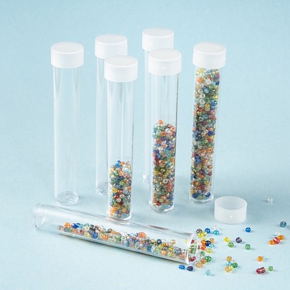 Tubo claro contenedores de perlas de plástico con tapa, 76x13.5 mm