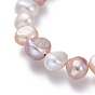 Pulseras de perlas naturales de perlas de agua dulce, con cadena de extensión de hierro, Fornituras de latón, color mezclado