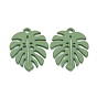 Baking Painted Alloy Pendants, Tropical Leaf Charms, for DIY Accessories, Lead Free & Cadmium Free, Monstera Leaf