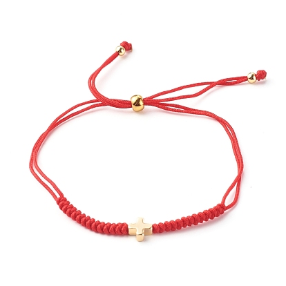 Perles de laiton croisées bracelets de cordon de fil de nylon réglables