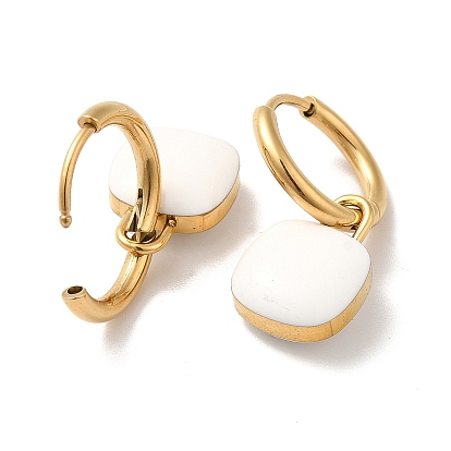 Серьги-кольца с квадратным замком и эмалью, золотые украшения 304 из нержавеющей стали для женщин