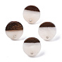 Resin & Walnut Wood Stud Earring Findings, with 304 Stainless Steel Pin, Flat Round, Mix Style