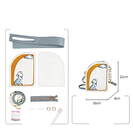 Handmade DIY Pearl Handle Rabbit Bag Making Kit, Including PU Leather Bag Accessories
