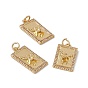 Brass Micro Pave Clear Cubic Zirconia Pendants, with Jump Ring, Cadmium Free & Nickel Free & Lead Free, Rack Plating, Rectangle
