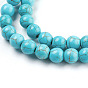 Perles synthétiques turquoise brins, ronde