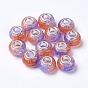 Two Tone Resin European Beads, with Silver Color Plated Brass Single Core, Rondelle