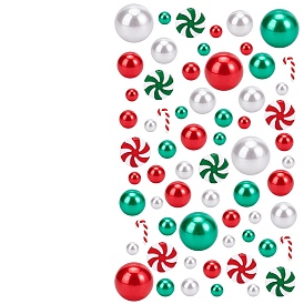 12Cuentas de plástico navideñas y cabujones de arcilla polimérica hechos a mano, con 1 juego de perlas de imitación de plástico abs, forma mixta