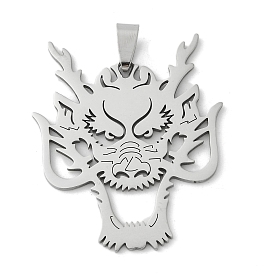 201 Stainless Steel Pendants, Hollow, Dragon Head Charm