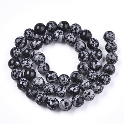 Synthetic Turquoise Beads Strands, Imitation Snowflake Obsidian, Dyed, Round