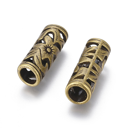 Tibetan Style Hollow Tube Beads, Cadmium Free & Lead Free, about 23mm long, 8mm wide, hole: 5mm