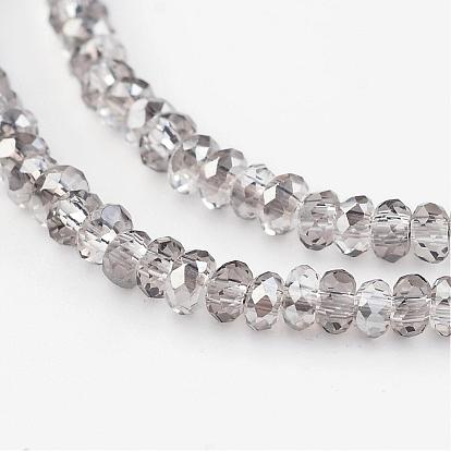 Electroplate Glass Bead Strands, Pearl Luster Plated, Faceted, Rondelle