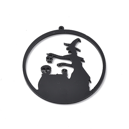 Grands pendentifs acryliques imprimés halloween, noir