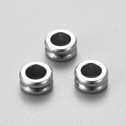 201 Stainless Steel Beads, Large Hole Beads, Grooved Column