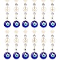 Handmade Lampwork Evil Eye Pendants Decoration, with Twelve Constellation 201 Stainless Steel Charms, for Home Decoration, Moon & Sun