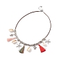 Alliage étoile de mer & tortue & coquillage naturel & gland charmes collier plastron, bijoux thème océan pour femme