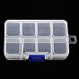 Contenedor de almacenamiento de cuentas de plástico, caja divisoria ajustable, Cajas organizadoras 8 compartimentos extraíbles, Rectángulo
