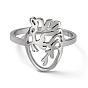 304 Stainless Steel Adjustable Rings, Realistic Hollow Heart Ring for Women