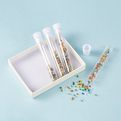 Tubes contenants de perles en plastique transparent avec couvercle