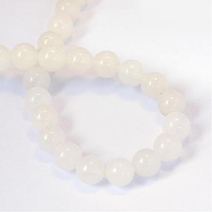 Jade blanco natural de hebras de perlas ronda