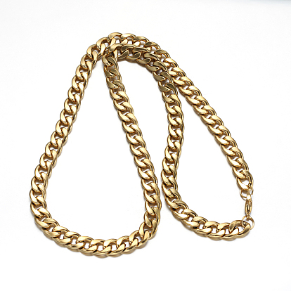 304 Stainless Steel Cuban Link Chain Necklaces and Bracelets Jewelry Sets, with Lobster Claw Clasps