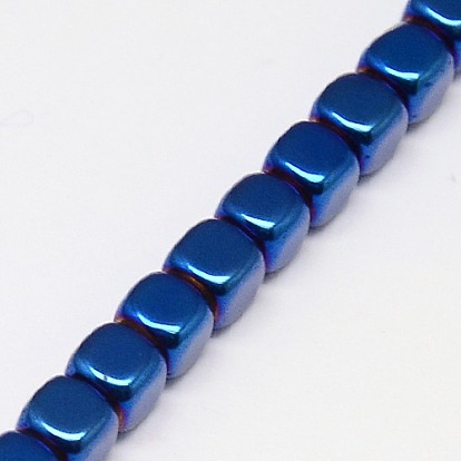 Electroplate Non-magnetic Synthetic Hematite Beads Strands, Cube, Grade A