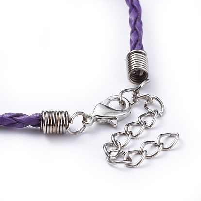  création à la mode de bracelet tressée en vuir imitation, avec fer homard fermoirs pince et les chaînes de gamme, 200x0.3mm