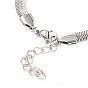 Unisex 304 Stainless Steel Herringbone Chain Bracelets, with Lobster Claw Clasps