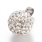 Hallazgos de moda de la joyería 201 de acero inoxidable redondos colgantes de bolas de disco, con diamantes de imitación de arcilla polimérica, 14 mm, agujero: 6x4 mm