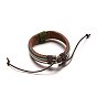 Adjustable Leather Cord Bracelets, with Waxed Cord, 57mm, 15x10mm