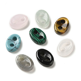 Mixed Gemstone Connector Charms, Oval Links