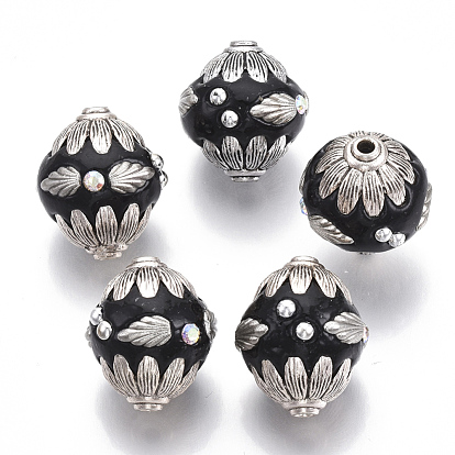 Handmade Indonesia Beads, with Metal Findings, Bicone, Antique Silver